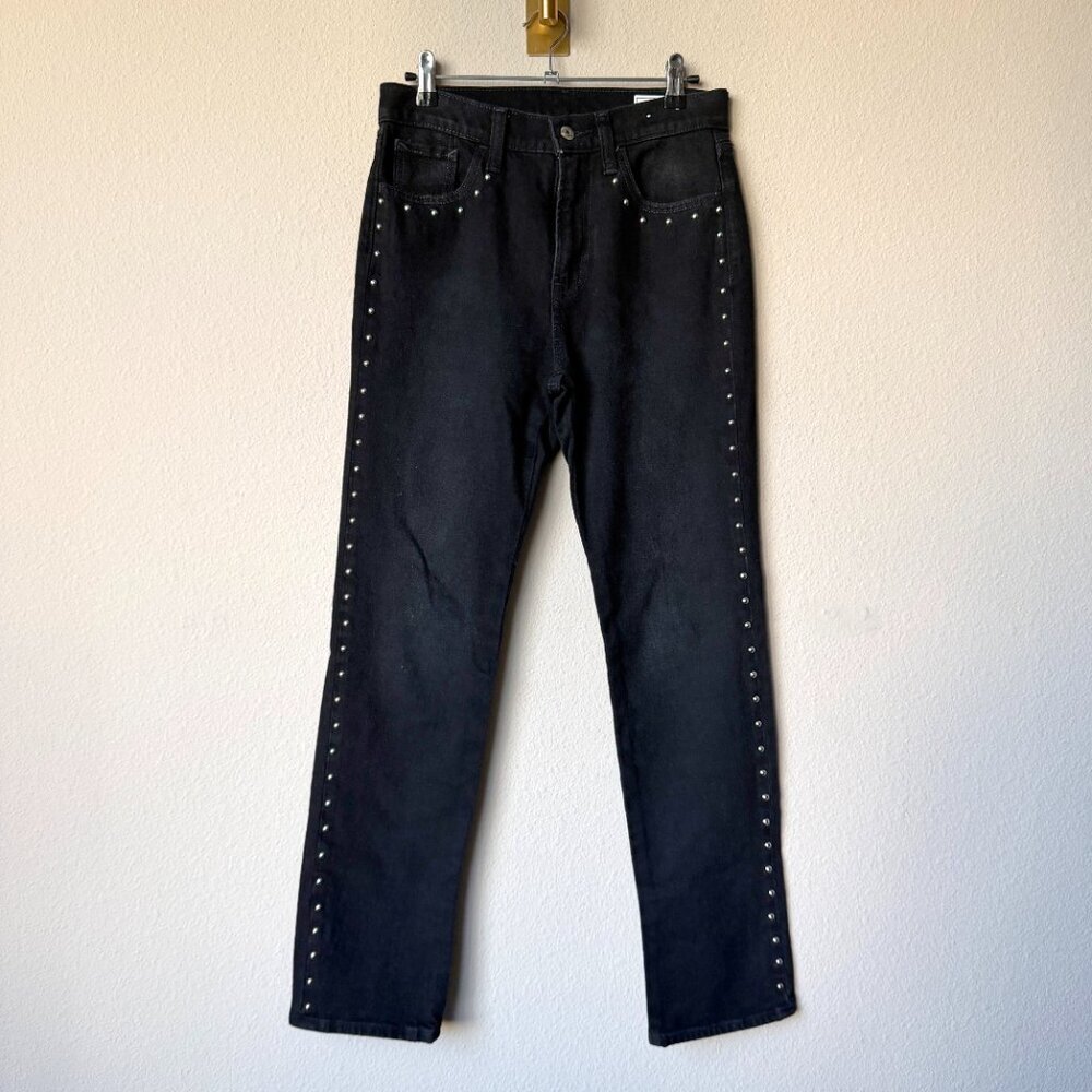 GAP 90s Straight High Rise Black Studded Jeans Size 26 - Picture 2 of 6